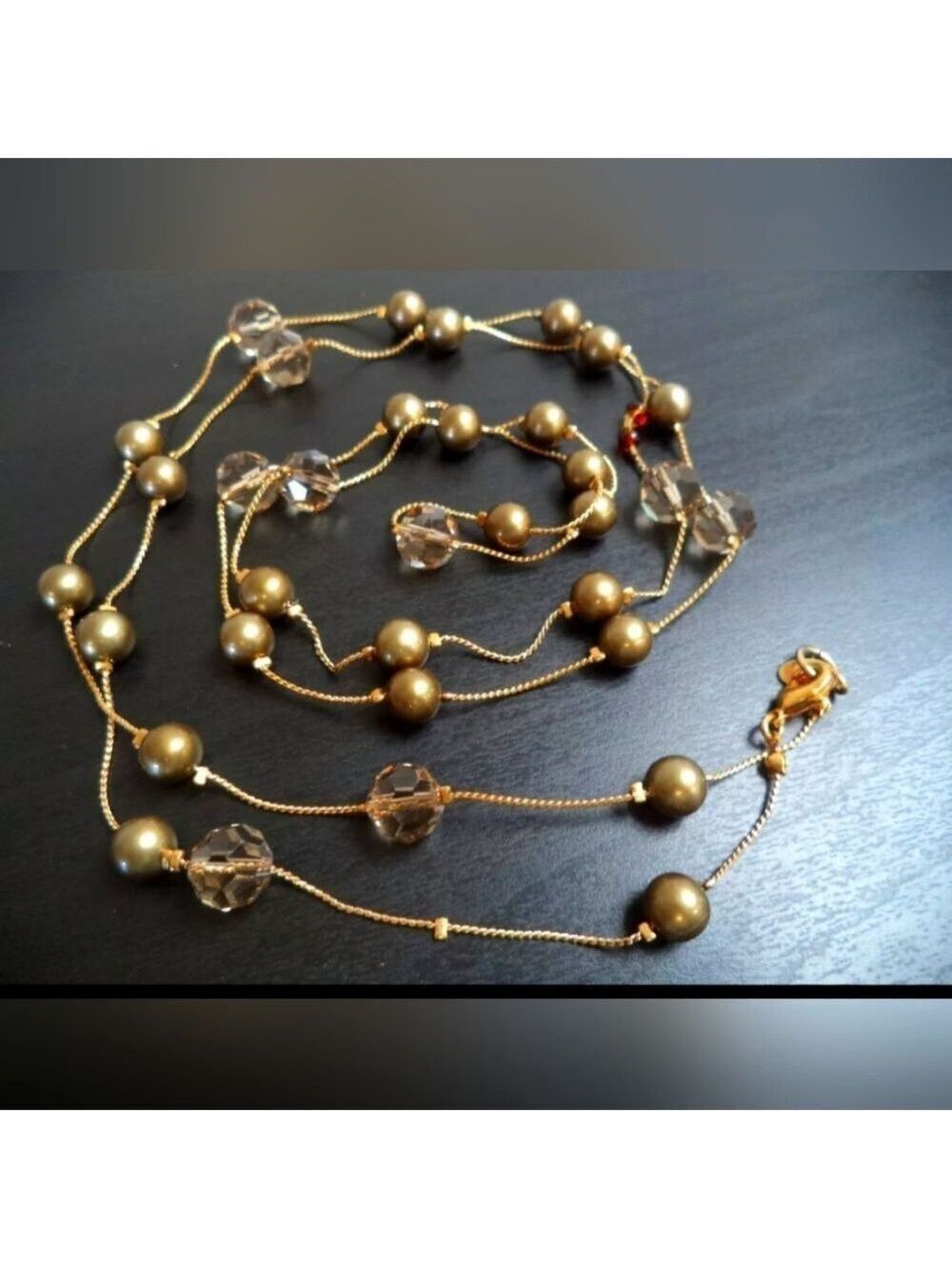 VINTAGE SIGNED CEZANNE GLASS BEADED 45" NECKLACE